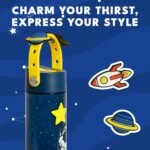 Elemental Water Bottles for Kids - Splash Kids Water Bottle for School with Fun Charm Handle - BPA Free Tritan Plastic Bottle with Straw Leak Proof When Spout is Closed - 18oz - Little Astronaut - Image 4