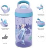 Zak Designs Disney Frozen 2 Kids Straw and Built in Carrying Loop Made of Durable Plastic, Leak-Proof Water Bottle Design, 16 oz, Elsa, FRZH-T383 - Image 3