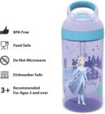 Zak Designs Disney Frozen 2 Kids Straw and Built in Carrying Loop Made of Durable Plastic, Leak-Proof Water Bottle Design, 16 oz, Elsa, FRZH-T383 - Image 4