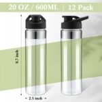 Mimorou 12 Pack Plastic Sports Water Bottles Bulk 20 oz Reusable Water Bottles Without BPA Lightweight Leak Proof with Handle Set for Adult School Teams, No Straw - Image 3