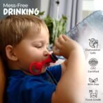 Spill-Proof Water Bottle Spout Adapter for Kids - Water Bottle Adapter Toddlers and Adults - BPA Free Water Bottle Tops - Compact Silicone Sippy Cup Lids - 4 Pack Red Blue Green Yellow - Image 3