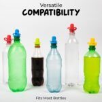 Spill-Proof Water Bottle Spout Adapter for Kids - Water Bottle Adapter Toddlers and Adults - BPA Free Water Bottle Tops - Compact Silicone Sippy Cup Lids - 4 Pack Red Blue Green Yellow - Image 4