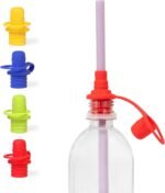 Spill-Proof Water Bottle Spout Adapter for Kids - Water Bottle Adapter Toddlers and Adults - BPA Free Water Bottle Tops - Compact Silicone Sippy Cup Lids - 4 Pack Red Blue Green Yellow - Image 5