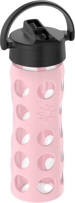 Lifefactory Glass Water Bottle with Pivot Straw Cap, 16 Ounce, Desert Rose - Image 3