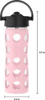 Lifefactory Glass Water Bottle with Pivot Straw Cap, 16 Ounce, Desert Rose - Image 5