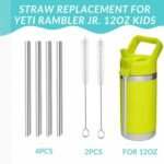4PCS Replacement Metal Straw for YETI Rambler Jr. Water Bottle, Reusable Stainless Steel Replacement Straws with 2PCS Cleaning Brushes Compatible with YETI Rambler Jr. Bottle (12OZ) - Image 3
