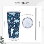 Cute Sharks Underwater Tumbler Cup with Lid and Straw, 20 oz Stainless Steel Insulated Travel Mug, Hot and Cold Water Bottle, Water Plants Souvenir for Men Women - Image 4
