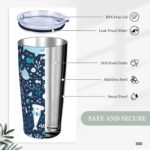 Cute Sharks Underwater Tumbler Cup with Lid and Straw, 20 oz Stainless Steel Insulated Travel Mug, Hot and Cold Water Bottle, Water Plants Souvenir for Men Women - Image 5