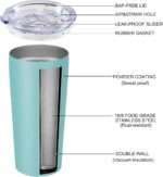 VEGOND 20oz Tumbler Bulk with Lid and Straw 1 Pack, Stainless Steel Vacuum Insulated Tumbler, Double Wall Coffee Cup Travel Mug, River Green - Image 3