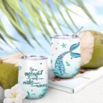 NymphFable 12oz Mermaid Gifts for Girls Wine Tumbler with Straw and Lid Stainless Steel Wine Glass Insulated Double Wall - Image 3