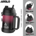 Sports Water Jug - Gallon Water Bottle - Large Insulated Stainless Steel Bottle for Gym, Workouts, Basketball, Football, Soccer - Keep Water Cold for Up To 24 Hours - 128 Ounce (Red Black) - Image 3