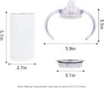 2 Pack Sublimation Blank Sippy Cup Tumblers with Handles Straight Stainless Steel Insulated Skinny Tumblers with Splash-proof Lid 12 oz Shatterproof Water Tumbler - Image 3