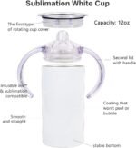 2 Pack Sublimation Blank Sippy Cup Tumblers with Handles Straight Stainless Steel Insulated Skinny Tumblers with Splash-proof Lid 12 oz Shatterproof Water Tumbler - Image 4