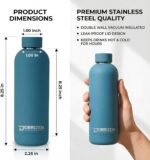 17oz Stainless Steel Insulated Water Bottle – Narrow Mouth Sports Flask, Double Wall Vacuum Travel Flask, Leak-Proof Reusable BPA-Free Cold & Hot Drink Bottle for Gym (Aqua Blue) - Image 4