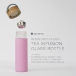 Apana Bottle Hot and Cold Detox Tea Infuser Glass Bottle With Protective Silicone Sleeve Bamboo Lid Top With Handle 18.5 Oz (555 ML) Perfect For On The Go Portable Use (Purple, 18.5 OZ) - Image 4