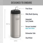 ICON SERIES BY THERMOS Stainless Steel Water Bottle with Straw Lid, 32 Ounce, Matte Stainless Steel - Image 3
