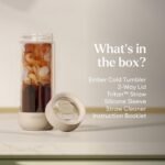 Ember Cold Tumbler 16 oz – Insulated Glass Iced Coffee Cup with Straw & Spill-Proof Lid, Keeps Drinks Cold 6+ Hours, Modern Double-Wall Design, Sandstone - Image 5