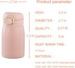 9 oz Mini Water Bottle Small Stainless Steel Thermoses - Insulated Vacuum, Leak Proof, Keeps Drinks Hot/Cold - Ideal for Coffee, beverage, Water - Pink - Image 4