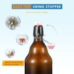 YEBODA 32 oz Amber Glass Beer Bottles for Home Brewing with Flip Caps, Case of 4 - Image 5