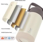 Kids Insulated Water Bottle with Straw Lid & Silicone Handle,12oz Kids Leak Proof Water Bottle for School Boys Girls,Double Wall Vacuum Stainless Steel with Non-slip Silicone Base(Beige) - Image 5