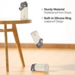 Kids Insulated Water Bottle with Straw Lid & Silicone Handle,12oz Kids Leak Proof Water Bottle for School Boys Girls,Double Wall Vacuum Stainless Steel with Non-slip Silicone Base(Beige) - Image 7