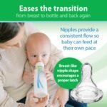 Dr. Brown's Natural Flow Anti-Colic Options+ Narrow Glass Baby Bottles 8 oz/250 mL, with Level 1 Slow Flow Nipple, 3 Pack 0m+ with Mint 100% Silicone Sleeves, BPA-Free - Image 6