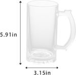 16oz Set of 6 Sublimation Blanks Transparent Glass Mug, Beer Mugs Coffee Tumblers Cups with Handle for Heat Thermal Coating Transfer - Image 3