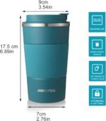 GEMFUL 17oz Travel Coffee Mug To Go Cup with Lid Stainless Steel Insulated Reusable Tumbler Leak Proof Coffee Lovers Gifts for Hot Cold Drinks Women Men Office Car (Blue) - Image 3
