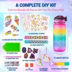 Decorate Your Own Water Bottle for Girls Ages 5-12 -Full Fun Bundle 20 pcs DIY Craft Kit with 1000+ Gems, Unicorn Stickers & Charms - Back to School Gift & Birthday Toy Gifts, Gem Art for Kids - Image 3