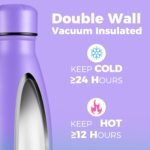 Volhoply 25oz Insulated Water Bottles 1/2/4 Pack, Double Wall Stainless Steel Vacuum Flask Keeps Cold & Hot, BPA Free Leakproof Bottle (Purple Green,2 Pack) - Image 4
