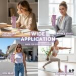 DA Plastic Tumbler With Lid And Straw, Double Wall Design, Leak Resistant Reusable BPA Free Travel Cup For Iced Coffee And Smoothies, 24oz (Purple) - Image 6