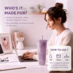 DA Plastic Tumbler With Lid And Straw, Double Wall Design, Leak Resistant Reusable BPA Free Travel Cup For Iced Coffee And Smoothies, 24oz (Purple) - Image 7