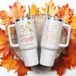 Happy 58th Birthday, 58 Years Of Being Awesome Birthday Gift Customized Name Tumbler Personalized With Lid Engraved 40oz Lid - Image 5