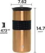 Elemental Artisan Insulated Tumbler, Triple Wall Coffee Travel Mug, Reusable Stainless Steel Coffee Tumbler with Ceramic Lid, Thermal Coffee Cups for Hot (6 Hrs) & Cold (18 Hrs), 16oz - Copper - Image 3