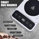 Mug Warmer - Electric Coffee Mug Warmer with Timer,Coffee Cup Warmer for Desk Auto Shut Off,Smart 6-Temperature Control, Coffee Accessories for Coffee Lovers, White - Image 6