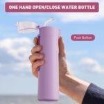 9oz Small Water Bottles with Straw, Mini Water Bottle with One-Hand Open Design, Leak-Proof Locking Lid for Hot&Cold Drinks, Small Travel Water Bottle - 100% Leakproof for School, Travel...(Lilac) - Image 4