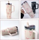 Bow Tumbler 30 oz | Leakproof Flip Straw Lid & Handle | Insulated Stainless Steel Travel Cup | BPA-Free | Cup Holder Compatible | Vivid Violet Fade (Pink, 30oz) - Image 6