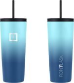 IRON °FLASK Classic Tumbler - Vacuum Insulated Stainless Steel Water Bottle, Double Walled, Drinking Cup, Insulated Travel Mug (Blue Waves, 24 oz Solid Lid) - Image 4