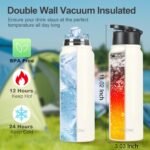 Insulated Water Bottle with Magnetic Phone Holder Compatible with MagSafe and iPhone,Double-Sided Magnet,Hot 12H Cold 24H,Stainless Steel Water Bottle Phone Mount for Sports Travel,27oz (Black) - Image 3