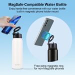Insulated Water Bottle with Magnetic Phone Holder Compatible with MagSafe and iPhone,Double-Sided Magnet,Hot 12H Cold 24H,Stainless Steel Water Bottle Phone Mount for Sports Travel,27oz (Black) - Image 8