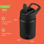 SIPX™ Kids 12 oz Insulated Water Bottle with Straw Lid – Leakproof Stainless Steel, BPA-Free, Easy to Carry – Perfect for School, Camp, Sports & Travel – Black - Image 7