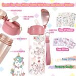 Y YOFUN Decorate Your Own Water Bottle with Tons of Glitter Gem & Unicorn Stickers, BPA Free Tritan Material, 20 oz, Kids Craft Kit & DIY Art, Gift for Girl Age 4 5 6 7 8 9 10 Years Old - Image 4