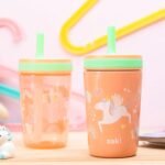 Zak Designs Unicorn Kelso Tumbler Set,Leak-Proof Screw-On Lid with Straw, Bundle for Kids Includes Plastic and Stainless Steel Cups with Bonus Sipper, 3pc Set, Non-BPA - Image 3
