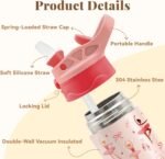 12oz Ballet Kids Water Bottle, Ballerina Water Bottle for School, Pink Kids Insulated Bottles with Straw & Handle, Leak-Proof, BPA-free, Straw Lid, Stainless Steel for Travel Gift Cup for Girls - Image 4
