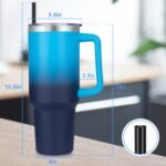 DOMICARE 40 oz Tumbler with Handle and Straw, Stainless Steel Tumbler with Lid and Straw, Reusable Vacuum Insulated Cup, Travel Coffee Mug, Blue Gradient, 1Pack - Image 4