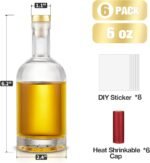 Mfacoy Set of 6 Clear Glass Bottles, 6 oz, Reusable, T-Top Cap, Perfect for Wine, Oil, Vinegar, Kombucha, Beer, Water, Soda, Juices - Image 3