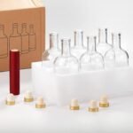 Mfacoy Set of 6 Clear Glass Bottles, 6 oz, Reusable, T-Top Cap, Perfect for Wine, Oil, Vinegar, Kombucha, Beer, Water, Soda, Juices - Image 5