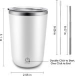 Beyoung Self Stirring Mug, 12oz Portable Electric Mixing Mug, Stainless Steel Travel Coffee Cup with Leakproof Lid, Auto Mixer Tumbler Cups For Coffee Milk Tea, White - Image 3