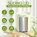 12oz Insulated Camping Coffee Mug with Lid & Handle, Double Wall Stainless Steel Vacuum Travel Coffee Cup, Reusable Tumbler for Home Office Camping - Green - Image 3