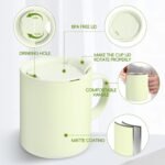 12oz Insulated Camping Coffee Mug with Lid & Handle, Double Wall Stainless Steel Vacuum Travel Coffee Cup, Reusable Tumbler for Home Office Camping - Green - Image 4